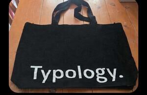 Typology Paris Black Canvas Tote Bag Bold White Logo Graphic Everyday Carryall